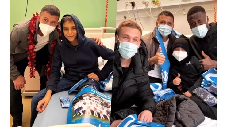 Alexis visita hospital de niños junto a compañeros del Marsella