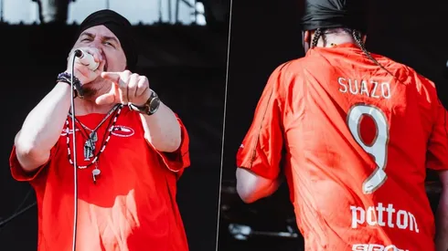 Mike Patton cantó con la camiseta de Chupete Suazo en el Monumental