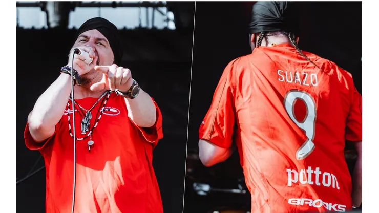 Mike Patton cantó con la camiseta de Chupete Suazo en el Monumental