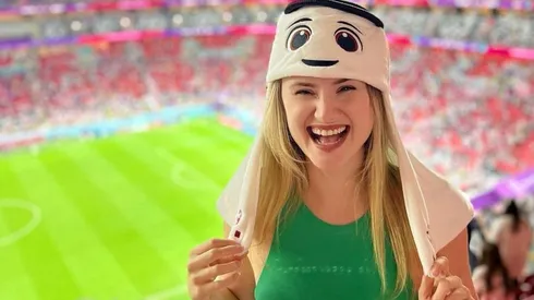 La periodista venezolana en un partido del Mundial