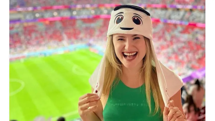 La periodista venezolana en un partido del Mundial