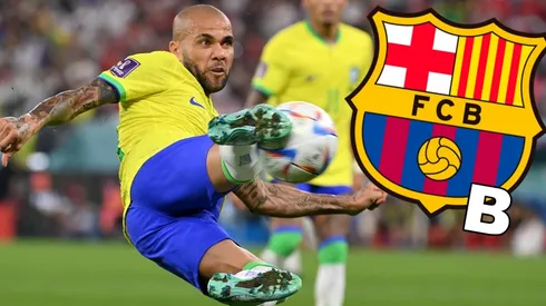 Dani Alves entrenó con el equipo B de Barcelona.