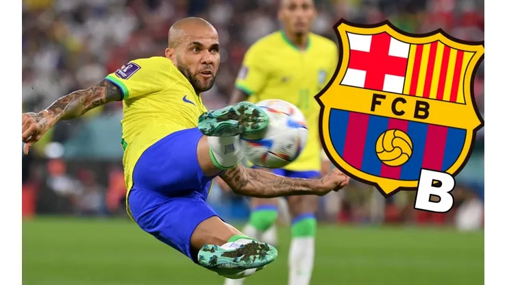 Dani Alves entrenó con el equipo B de Barcelona.
