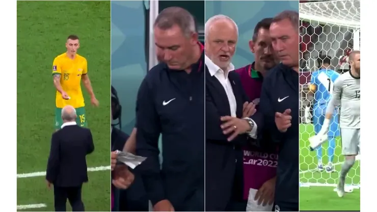 La secuencia del papelito de Dinamarca y el momento en que Andrew Redmayne se dispone a tirar lejos la botella de Pedro Gallese.