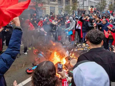 Marroquíes prenden fuego en Bruselas tras victoria en Qatar 2022