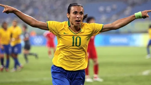 Marta anotando para Brasil en los JJ.OO