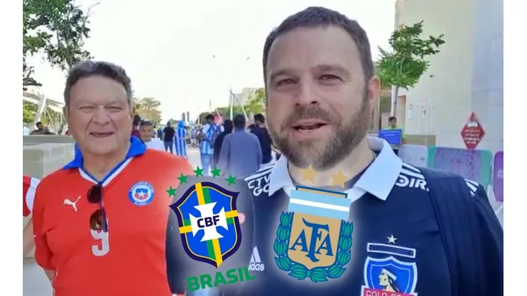 Dos chilenos disfrutan de la copa del mundo en Qatar.