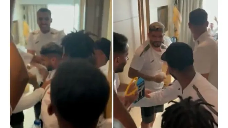 Ever Banega es molestado por sus compañeros