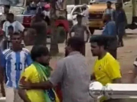 Surrealista: hinchas indios de Argentina y Brasil se van a las manos