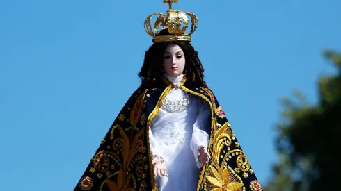 Imagen de la Virgen peregrina, en el marco de la peregrinacion al Santuario de Lo Vasquez, por el día de la Inmaculada Concepcion.
