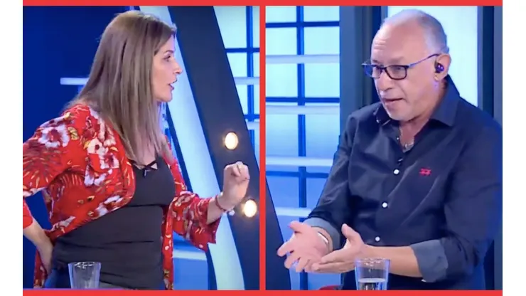 Savka Pollak frente a Mauricio Israel en el set de Sígueme y Te Sigo.