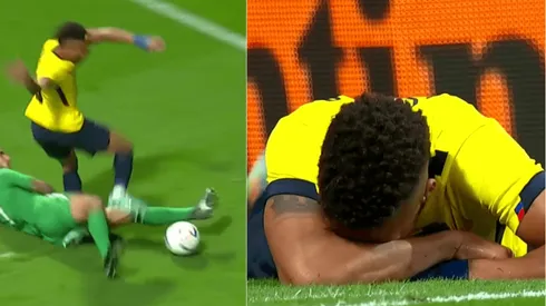 Byron Castillo recibió un patadón que lo sacó del último amistoso de Ecuador a ocho días del debut por el Mundial.