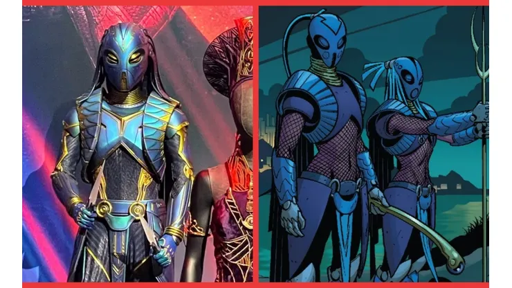 El traje de la Ángel de Medianoche para Black Panther: Wakanda Forever y las Ángeles de Medianoche en los cómics de Marvel.