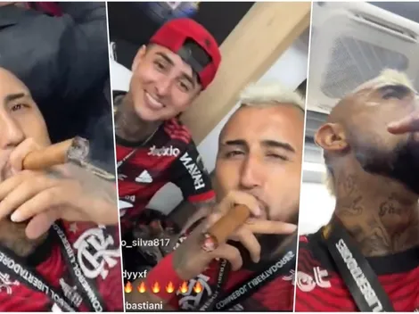 Vidal campeón: festeja la Libertadores fumando puro