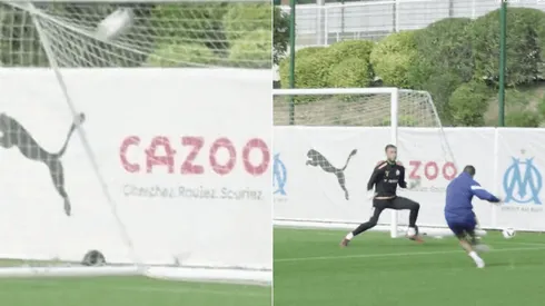 Alexis Sánchez se lució con un golazo en la práctica del Olympique de Marsella: la clavó al ángulo de un derechazo.