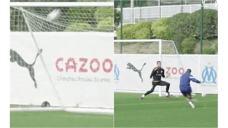 Alexis Sánchez se lució con un golazo en la práctica del Olympique de Marsella: la clavó al ángulo de un derechazo.