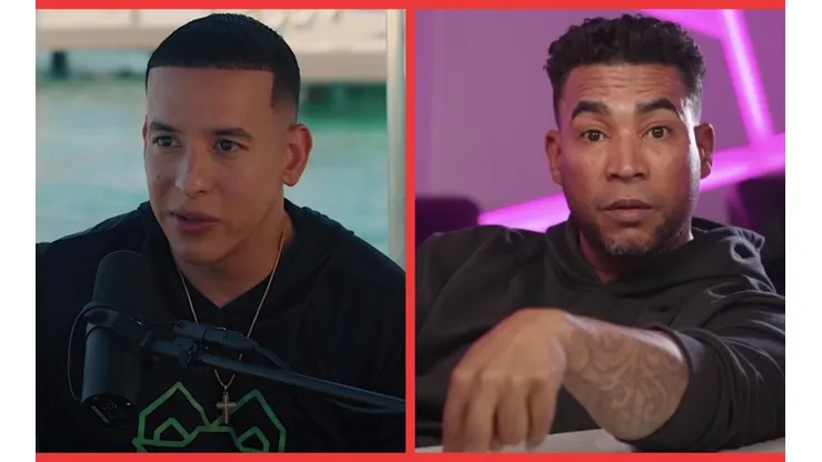 Daddy Yankee conversando con Molusco y Don Omar en diálogo con El Chombo.