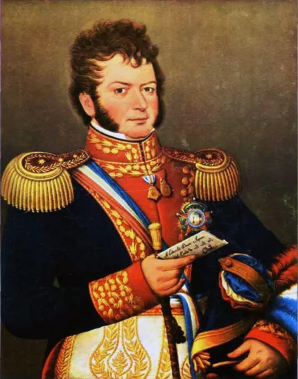 Retrato de Bernardo O'Higgins sosteniendo la Constitución chilena 
