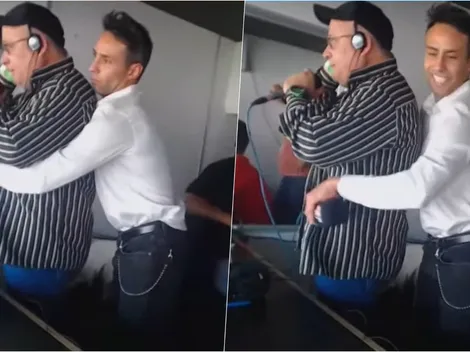 Mago Valdivia se pone cariñoso y abraza al relator de radio ADN