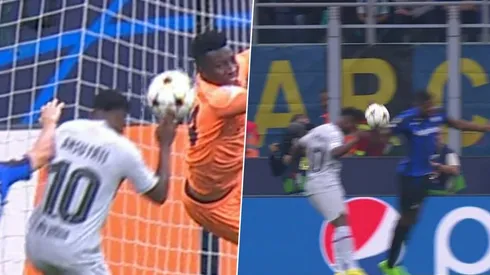 Dos manos del área y dos decisiones distintas en Champions League.