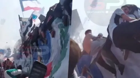 El arengazo de Colo Colo antes de enfrentar a Universidad Católica dejó una impactante imagen del techo del sector Cordillera cayendo con hinchas encima de él.