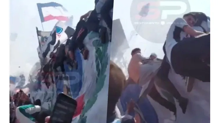 El arengazo de Colo Colo antes de enfrentar a Universidad Católica dejó una impactante imagen del techo del sector Cordillera cayendo con hinchas encima de él.