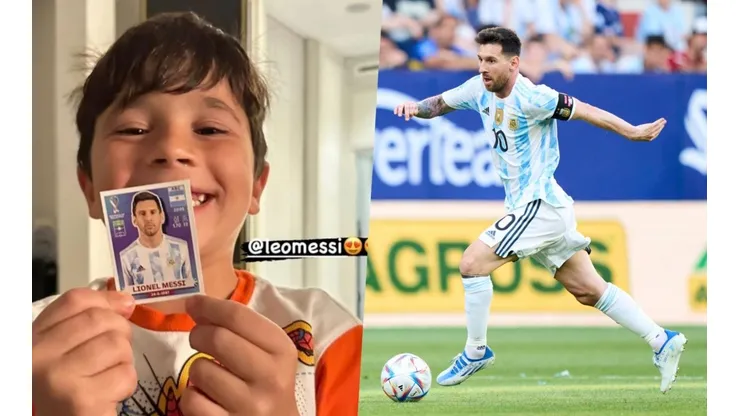 Mateo Messi quedó con una sonrisa de oreja a oreja tras encontrar la lámina de su padre para el álbum de Qatar 2022.