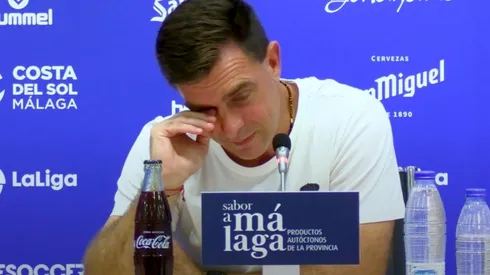 Pablo Guede no aguantó las lágrimas en su despedida del Málaga