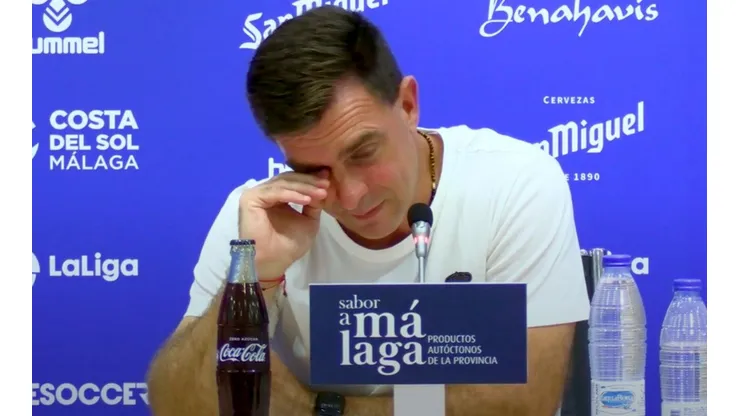 Pablo Guede no aguantó las lágrimas en su despedida del Málaga