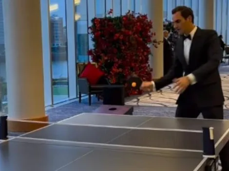 Federer se luce jugando al ping pong con humita