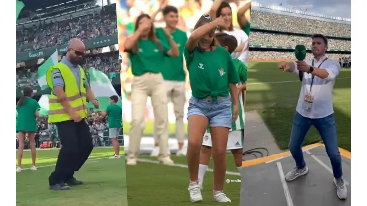 Guardias, hinchas en cancha y galerías, corpóreos y periodistas bailaron el #MotoBetis al son de la popular Rosalía.