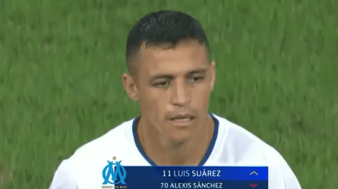 Alexis Sánchez le dejó su lugar al colombiano Luis Suárez en la derrota del Olympique de Marsella. (Captura ESPN).