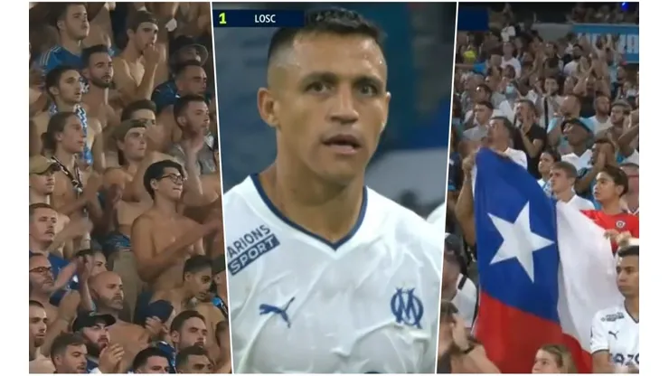 Hinchas del Marsella ovacionan a Alexis Sánchez tras el nuevo gol del chileno en Francia.