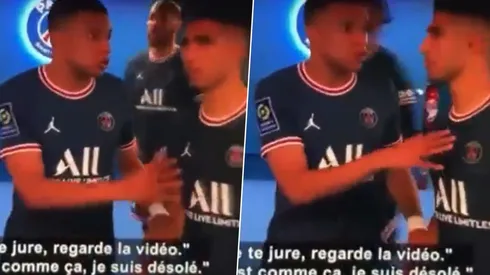 Kylian Mbappé mostró su molestia con Achraf Hakimi.