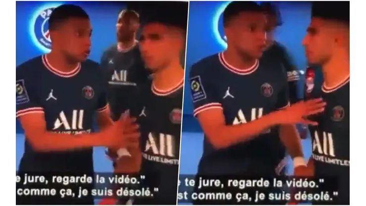 Kylian Mbappé mostró su molestia con Achraf Hakimi.