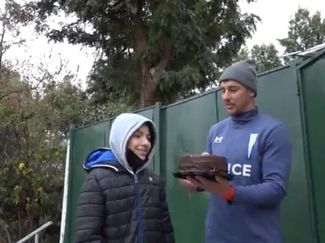 Zampedri y Dituro hacen feliz a un niño en su cumpleaños