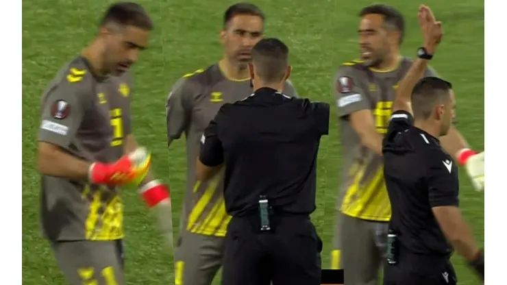 Bravo se molestó después de que anularan un gol de los rivales por posición de adelanto gracias al VAR, la cual él advirtió, y le recriminó con todo su actuar al árbitro y al juez de línea.