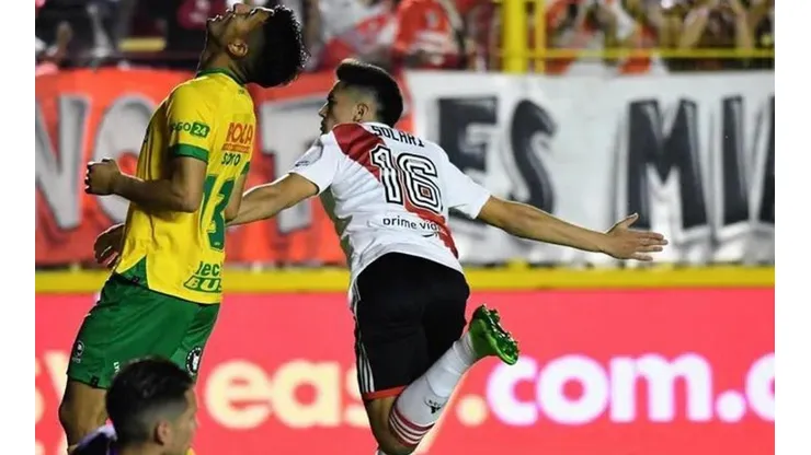 Solari marca el su segundo gol en River contra Defensa y Justicia de Beccacece.