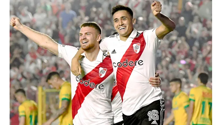 Solari y su primer triplete con River Plate, y lo sufrió Beccacece.