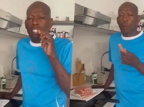 Tino Asprilla se indigna y come salchichas frías para protestar