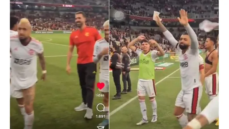 Gabigol con una cerveza festejando la clasificación del Flamengo