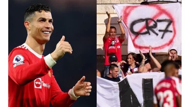 CR7 reaccionó ante el lienzo de la hinchada del Atlético