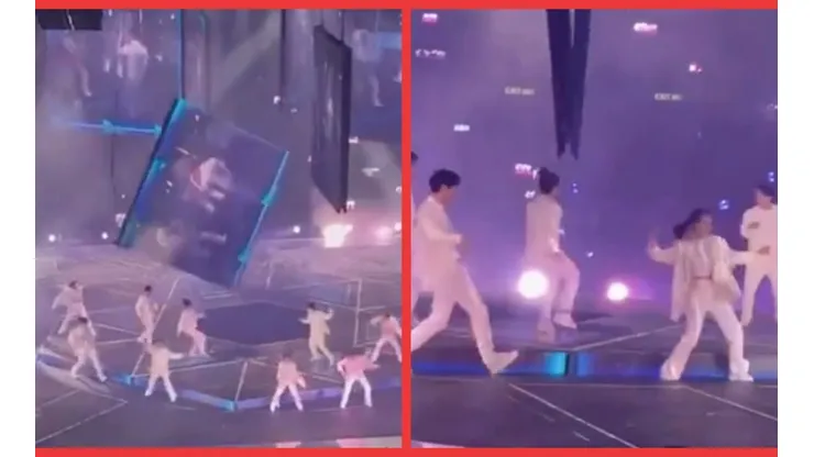 El momento en que se derrumba la pantalla en el show de Hong Kong.
