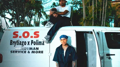 Polimá Westcoast y Brytiago con la portada de su colaboración S.O.S.