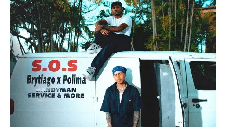 Polimá Westcoast y Brytiago con la portada de su colaboración S.O.S.