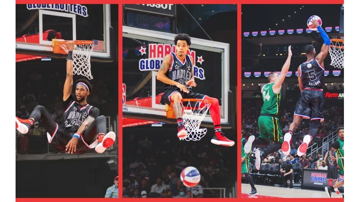 Algunos momentos del espectáculo de Harlem Globetrotters.