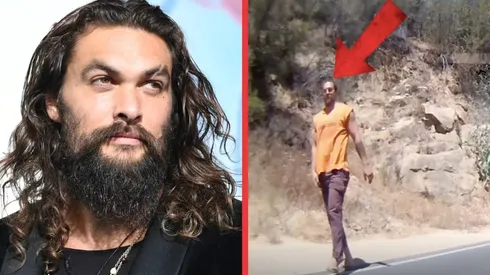 Jason Momoa en el lugar del accidente.