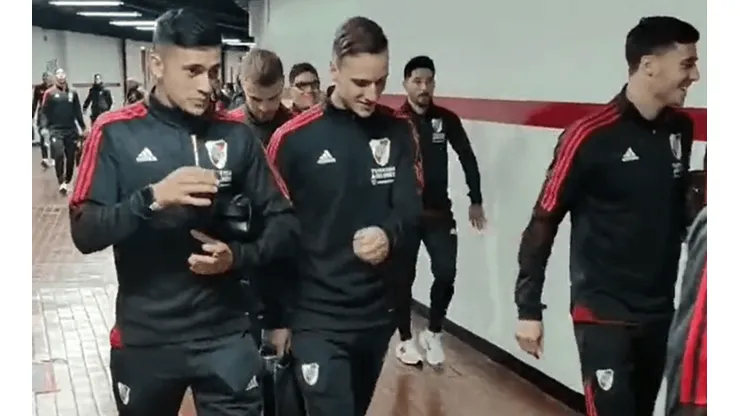 La llegada de Solari a su primer partido con River Plate.