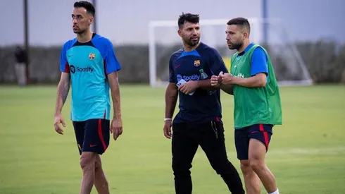 Agüero visitó al Barcelona en Miami