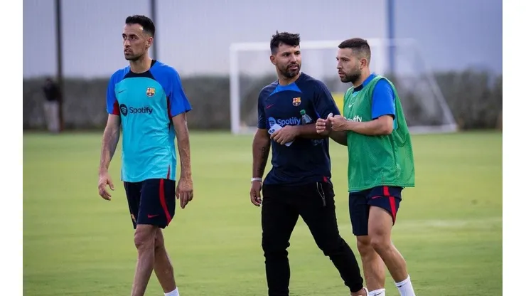 Agüero visitó al Barcelona en Miami